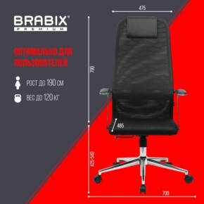 Кресло BRABIX PREMIUM "Ultimate EX-801" хром, плотная двойная сетка Х2, черное, 532917 в Тарко-Сале - tarko-sale.ok-mebel.com | фото 7