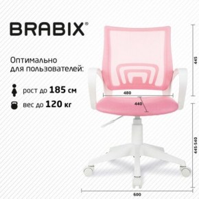 Кресло BRABIX "Fly MG-396W", с подлокотниками, пластик белый, сетка, розовое, 533008 в Тарко-Сале - tarko-sale.ok-mebel.com | фото 5