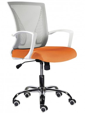 Кресло BRABIX "Wings MG-306", пластик белый, хром, сетка, серое/оранжевое, 532011 в Тарко-Сале - tarko-sale.ok-mebel.com | фото