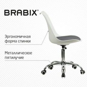 Кресло стул BRABIX "Eames MG-310 CH", хром, пластик белый, ткань серая, 532924 в Тарко-Сале - tarko-sale.ok-mebel.com | фото 5