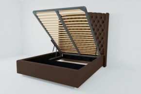 Кровать Берлин ЛЮКС с ПМ 1400 (экокожа коричневая) в Тарко-Сале - tarko-sale.ok-mebel.com | фото