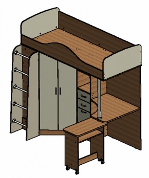Кровать-чердак "Теремок-1" Дуб молочный/Розовый в Тарко-Сале - tarko-sale.ok-mebel.com | фото 3