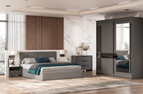 Кровать двойная №4 с основанием (Серый) в Тарко-Сале - tarko-sale.ok-mebel.com | фото 3