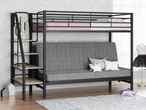Кровать двухъярусная с диваном "Мадлен-3" (Черный/Серый) в Тарко-Сале - tarko-sale.ok-mebel.com | фото