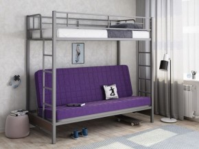 Кровать двухъярусная с диваном "Мадлен" (Серый/Фиолетовый) в Тарко-Сале - tarko-sale.ok-mebel.com | фото