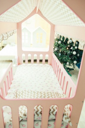 Кровать-домик без ящика 800*1600 (Розовый) в Тарко-Сале - tarko-sale.ok-mebel.com | фото 3