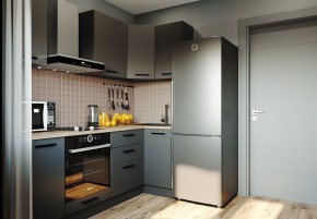 Кухня угловая Антрацит 2200х1000 (Стол. 38мм) в Тарко-Сале - tarko-sale.ok-mebel.com | фото