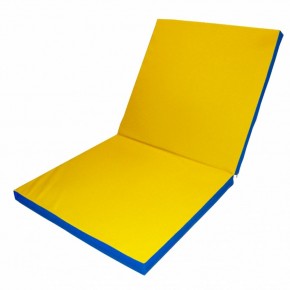 Мат гимнастический 2х1х0,1м складной цв. синий-желтый в Тарко-Сале - tarko-sale.ok-mebel.com | фото