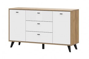 МИЛАН Комод 3 ящика двухстворчатый (Белый Матовый) в Тарко-Сале - tarko-sale.ok-mebel.com | фото