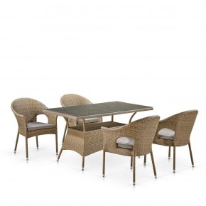 Обеденный комплект плетеной мебели T198B/Y79B-W56 Light Brown (4+1) в Тарко-Сале - tarko-sale.ok-mebel.com | фото