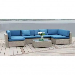 Плетеный модульный комплект YR822C Grey (подушка синяя) в Тарко-Сале - tarko-sale.ok-mebel.com | фото 3