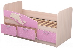 Кровать Дельфин 1,6 (Дуб молочный/фасад - Ламарти розовый) в Тарко-Сале - tarko-sale.ok-mebel.com | фото