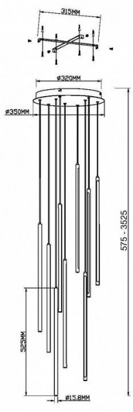 Подвесная люстра Maytoni Light stick MOD236PL-L54BS3K в Тарко-Сале - tarko-sale.ok-mebel.com | фото 6