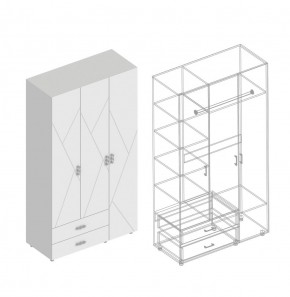 Шкаф 3-ств. с 2 ящ. "Сандра" в Тарко-Сале - tarko-sale.ok-mebel.com | фото