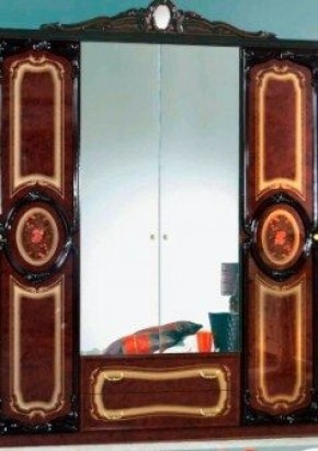 Шкаф 4-х дверный с зеркалами (01.144) Роза (могано) в Тарко-Сале - tarko-sale.ok-mebel.com | фото