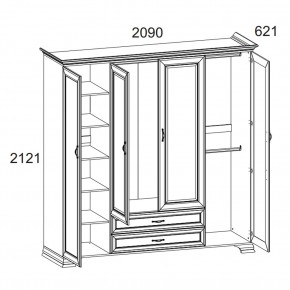 Шкаф 4D2S Z, TIFFANY, цвет вудлайн кремовый в Тарко-Сале - tarko-sale.ok-mebel.com | фото