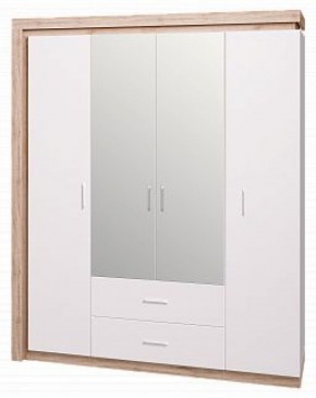 Шкаф для одежды с ящиками 4-х створчатый с зеркалом Люмен 16 в Тарко-Сале - tarko-sale.ok-mebel.com | фото 1