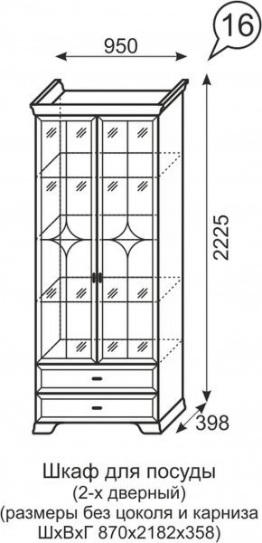 Шкаф для посуды 2-х дверный Венеция 16 бодега в Тарко-Сале - tarko-sale.ok-mebel.com | фото 3