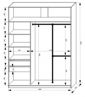 Шкаф-купе 1800 серии SOFT D8+D2+B2+PL4 (2 ящика+F обр.штанга) профиль «Графит» в Тарко-Сале - tarko-sale.ok-mebel.com | фото 3