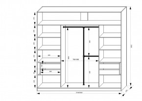 Шкаф-купе 2150 серии NEW CLASSIC K4+K4+K4+B22+PL4(по 2 ящика лев/прав+F обр.штанга) профиль «Капучино» в Тарко-Сале - tarko-sale.ok-mebel.com | фото 3