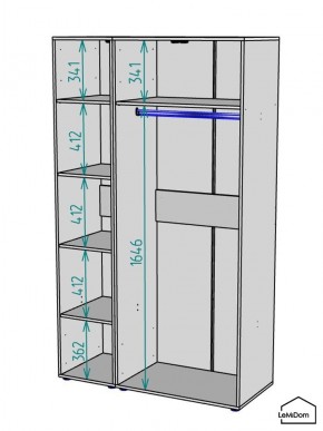 Шкаф Linnea MHR-3-1 2050х1200х510 (Графит-М 11.1.25) в Тарко-Сале - tarko-sale.ok-mebel.com | фото 3