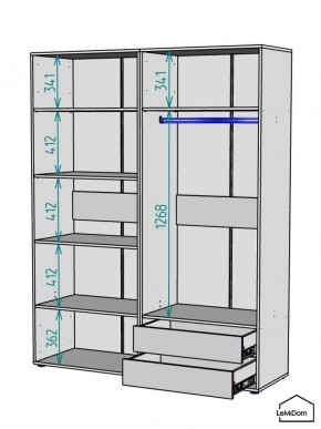 Шкаф Linnea MHR-4-2 2050х1600х510 (ДВ-М 11.1.25) в Тарко-Сале - tarko-sale.ok-mebel.com | фото 3