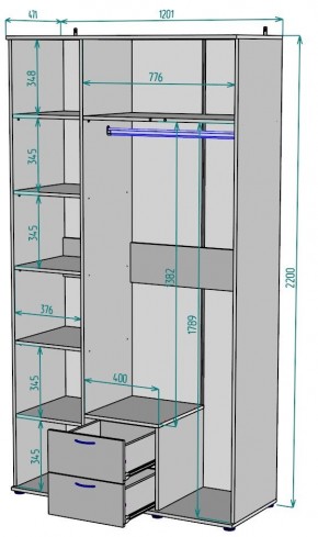 Шкаф Ольга H54 в Тарко-Сале - tarko-sale.ok-mebel.com | фото 2