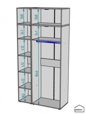 Шкаф с антресолью Linnea MHR-3A-1 2450х1200х510 (Графит-М 11.1.25) в Тарко-Сале - tarko-sale.ok-mebel.com | фото 3
