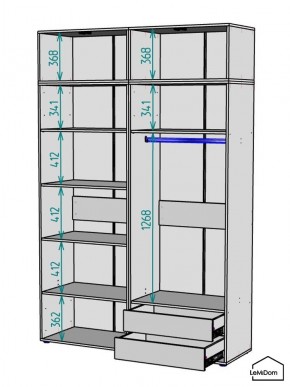 Шкаф с антресолью Linnea MHR-4POA-2 2450х1600х510 (Белый-М 11.1.2) в Тарко-Сале - tarko-sale.ok-mebel.com | фото 3