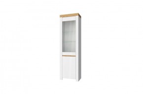 Шкаф с витриной  1V1D, TAURUS, цвет белый/дуб вотан в Тарко-Сале - tarko-sale.ok-mebel.com | фото