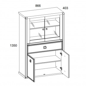 Шкаф с витриной 2V2D1SL, MAGELLAN, цвет Сосна винтаж в Тарко-Сале - tarko-sale.ok-mebel.com | фото 3