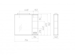 Шкаф-зеркало Cube 75 Эл. Правый Домино (DC5009HZ) в Тарко-Сале - tarko-sale.ok-mebel.com | фото 3