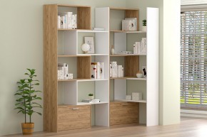 Стеллаж раздвижной (ЛДСП дуб крафт золотой/белый) в Тарко-Сале - tarko-sale.ok-mebel.com | фото 2