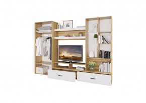 Стенка НЕНСИ 1 (Крафт золотой/Белый глянец) в Тарко-Сале - tarko-sale.ok-mebel.com | фото 2