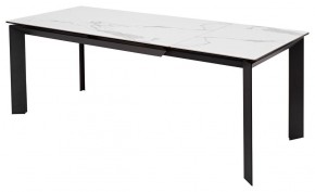 Стол CREMONA 140 HIGH GLOSS STATUARIO Белый мрамор глянцевый, керамика/ черный каркас, ®DISAUR в Тарко-Сале - tarko-sale.ok-mebel.com | фото 2