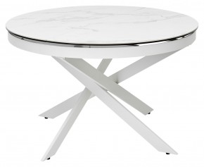 Стол TRENTO 120 HIGH GLOSS STATUARIO Белый мрамор глянцевый, керамика/ белый каркас, ®DISAUR в Тарко-Сале - tarko-sale.ok-mebel.com | фото 2