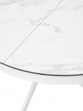 Стол TRENTO 120 HIGH GLOSS STATUARIO Белый мрамор глянцевый, керамика/ белый каркас, ®DISAUR в Тарко-Сале - tarko-sale.ok-mebel.com | фото 4