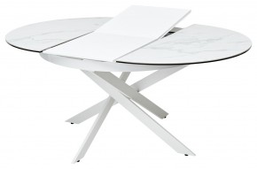 Стол TRENTO 120 HIGH GLOSS STATUARIO Белый мрамор глянцевый, керамика/ белый каркас, ®DISAUR в Тарко-Сале - tarko-sale.ok-mebel.com | фото 5