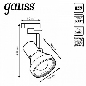 Светильник на штанге Gauss Track Light TR005 в Тарко-Сале - tarko-sale.ok-mebel.com | фото 6