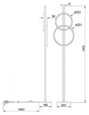 Торшер Arte Lamp Fluido A3913PN-24BK в Тарко-Сале - tarko-sale.ok-mebel.com | фото 2
