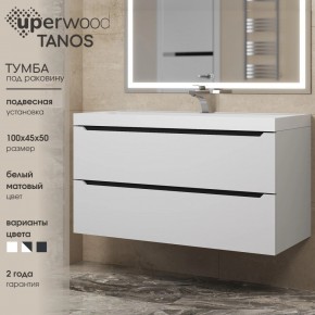 Тумба под раковину Uperwood Tanos 100 см, подвесная, белая/графит в Тарко-Сале - tarko-sale.ok-mebel.com | фото 3
