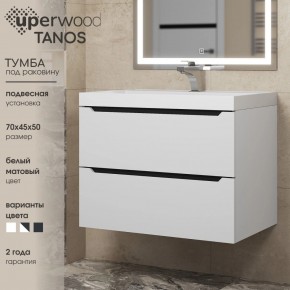 Тумба под раковину Uperwood Tanos 70 см, подвесная, белая/графит в Тарко-Сале - tarko-sale.ok-mebel.com | фото 3