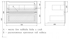 Тумба под раковину Uperwood Tanos 70 см, подвесная, белая/графит в Тарко-Сале - tarko-sale.ok-mebel.com | фото 7