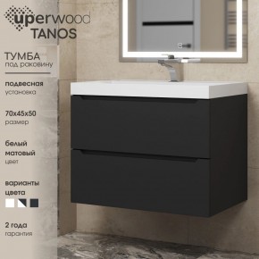 Тумба под раковину Uperwood Tanos 70 см, подвесная, черная матовая в Тарко-Сале - tarko-sale.ok-mebel.com | фото 3