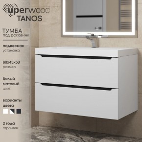 Тумба под раковину Uperwood Tanos 80 см, подвесная, белая/графит в Тарко-Сале - tarko-sale.ok-mebel.com | фото 3