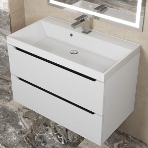 Тумба под раковину Uperwood Tanos 80 см, подвесная, белая/графит в Тарко-Сале - tarko-sale.ok-mebel.com | фото 8