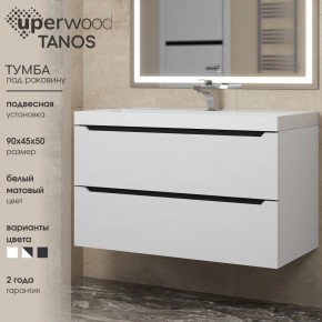 Тумба под раковину Uperwood Tanos 90 см, подвесная, белая/графит в Тарко-Сале - tarko-sale.ok-mebel.com | фото 3