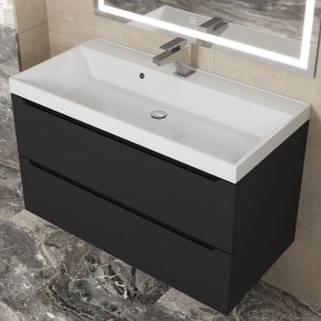 Тумба под раковину Uperwood Tanos 90 см, подвесная, черная матовая в Тарко-Сале - tarko-sale.ok-mebel.com | фото 11