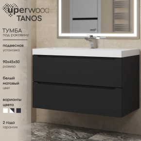 Тумба под раковину Uperwood Tanos 90 см, подвесная, черная матовая в Тарко-Сале - tarko-sale.ok-mebel.com | фото 3